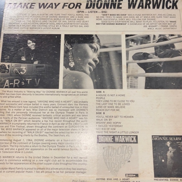 Make Way for Dionne Warwick Scepter Records Vinyl Record - Picture 5 of 9
